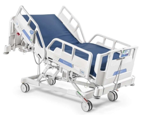 Cama hospitalaria eléctrica Malvestio Delta 4 ref. 3710 con barandillas abatibles de polipropileno