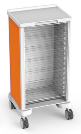 Carro para historias clínicas con persiana y laterales naranja