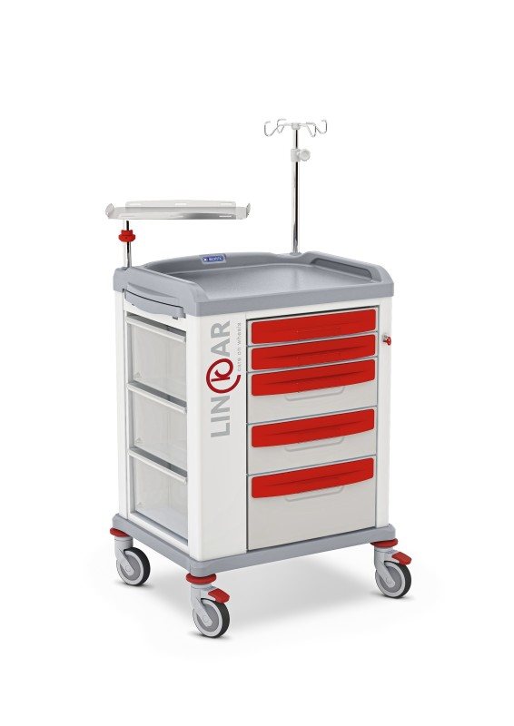 Carro de emergencias Linkar con soporte para desfibrilador · vista adicional