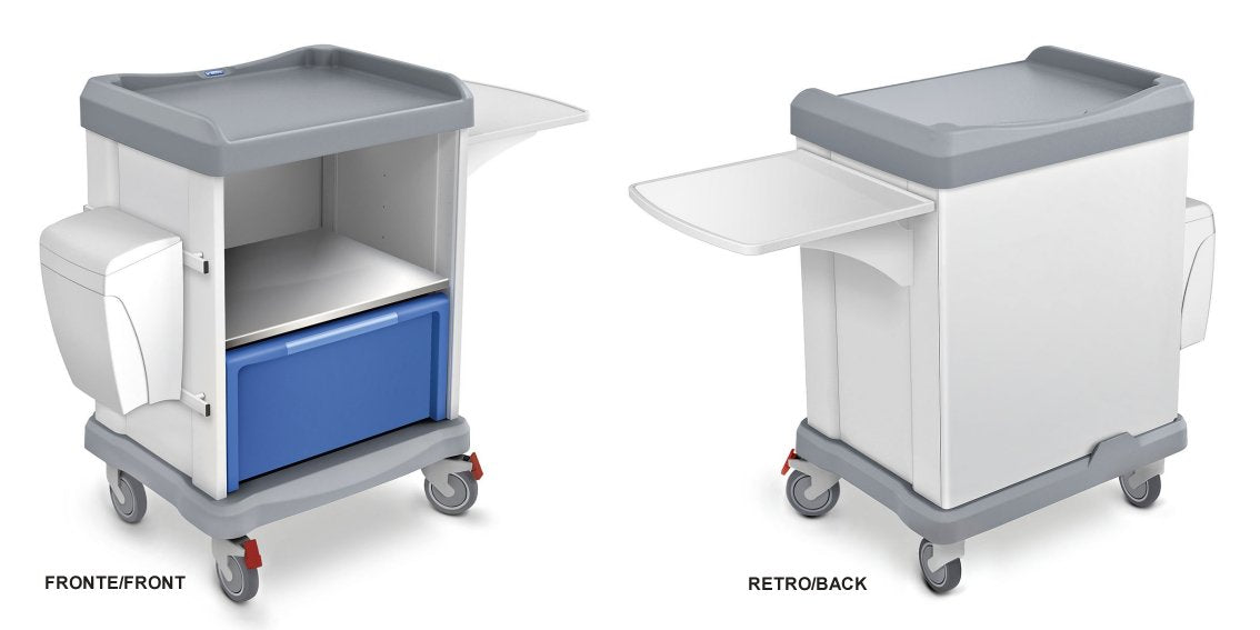 Carro de almacenamiento Malvestio Uniko con cajón ISO, estante fijo y encimera extraíble