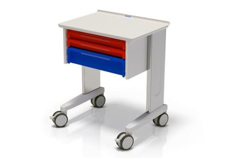 Mesa multifunción Cargo de acero inoxidable con superficie Corian y cajones ISO