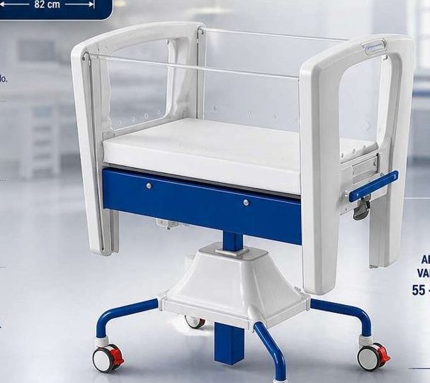 Cuna neonatal Malvestio de altura variable con barandillas transparentes